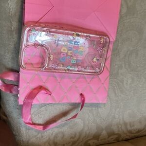 SHEIN Transparent Floral Phone Case with Pink Highlights